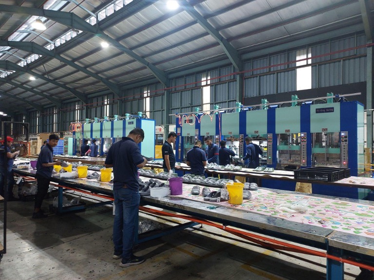 Production line with workers